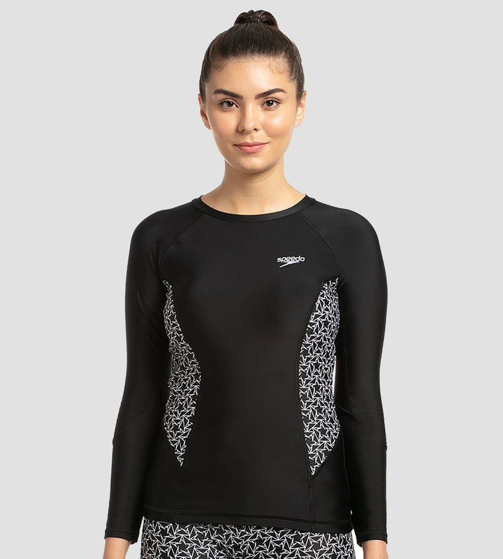 Women's Endurance Boomstar Printed Long Sleeve Suntop - Black & White