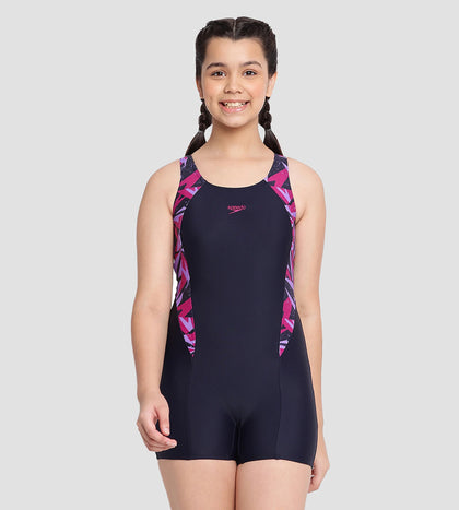 Girl's Endurance 10 Hyperboom Splice Muscleback Legsuit Swimwear - True Navy & Berry