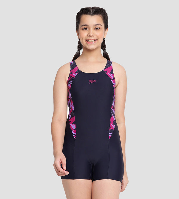 Girl's Endurance 10 Hyperboom Splice Muscleback Legsuit Swimwear - True Navy & Berry