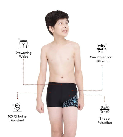 Boy's Endurance 10 Medley Logo Aquashort - Black & Aquarium