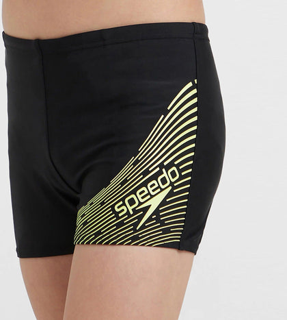 Boy's Endurance 10 Medley Logo Aquashort - Black & Lemon Drizzle