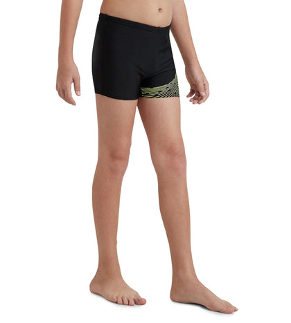 Boy's Endurance 10 Medley Logo Aquashort - Black & Lemon Drizzle