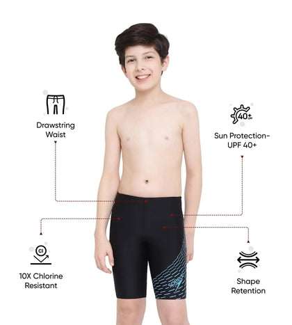 Boy's Endurance 10 Medley Logo Jammer - Black & Aquarium