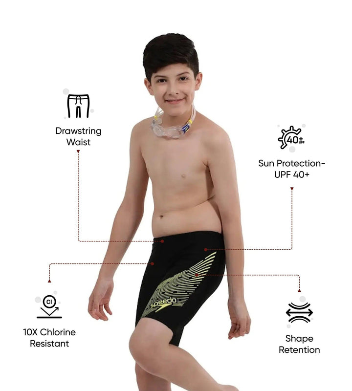 Boy's Endurance 10 Medley Logo Jammer - Black & Lemon Drizzle