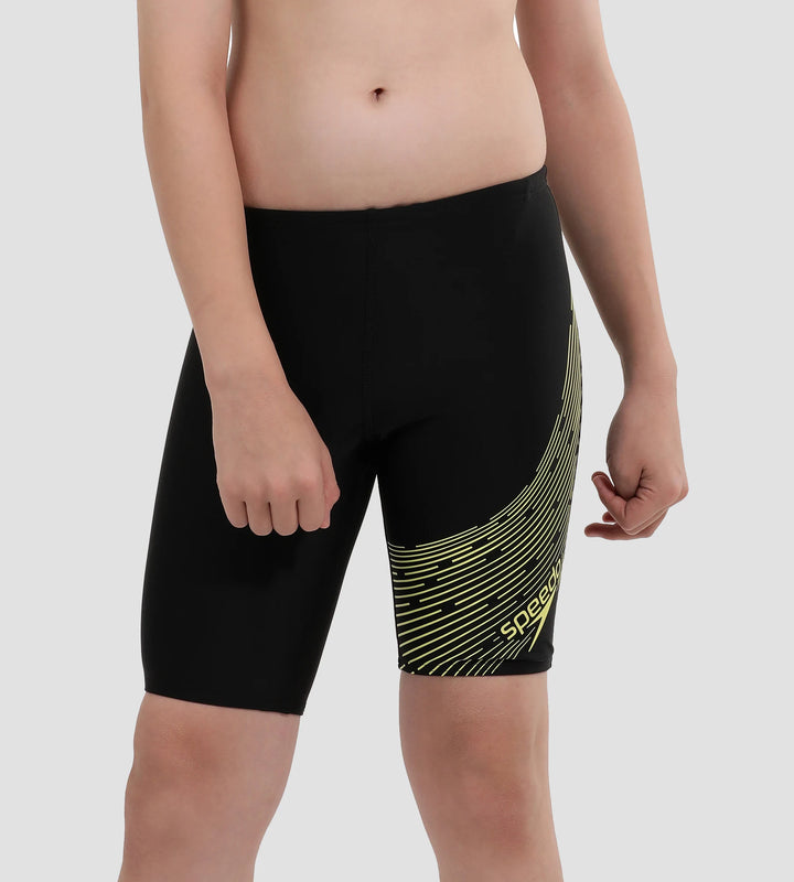 Boy's Endurance 10 Medley Logo Jammer - Black & Lemon Drizzle