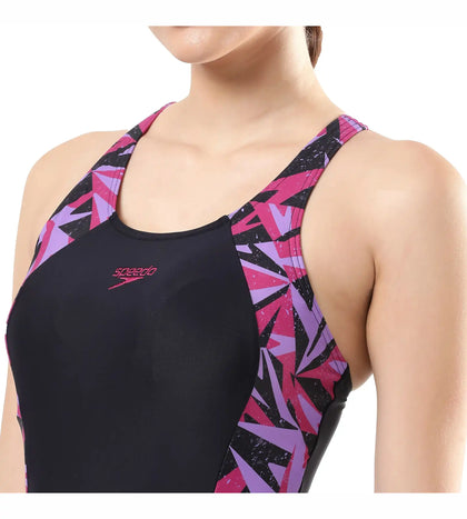 Women's Endurance Hyperboom Splice Legsuit Swimwear  - True Navy  &  Berry_8