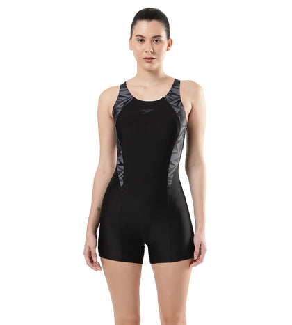 Women's Endurance Hyperboom Splice Legsuit Swimwear  - Black  &  Oxid Grey_1