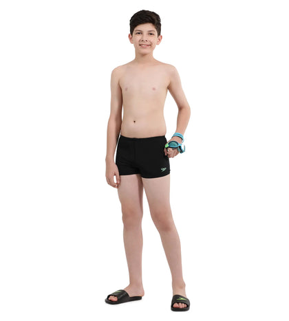 Boy's Essential Endurance+ Aquashort - Black & Harlequin Green_5