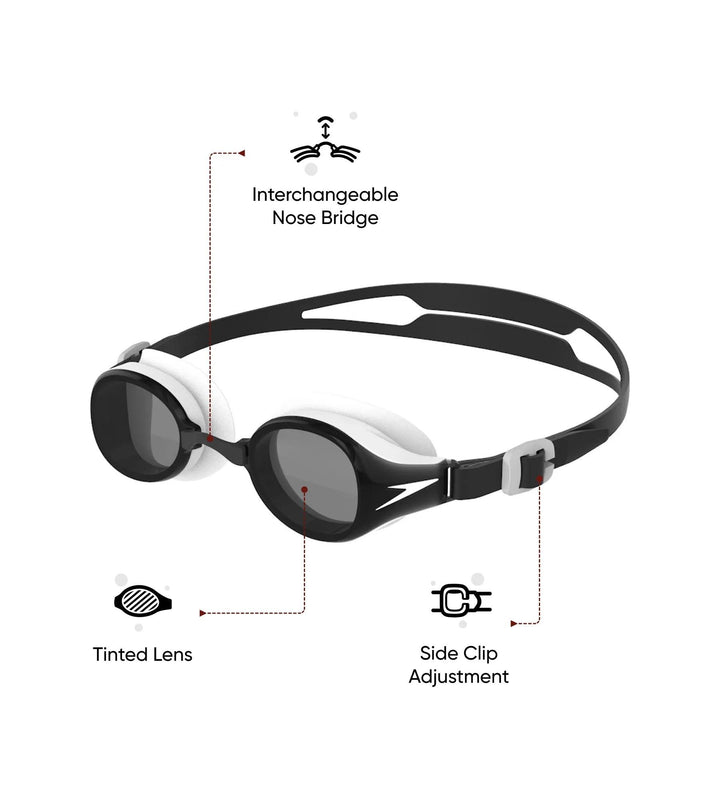 Unisex Kids Hydropure Smoke-Lens Swim Goggles (Age Range -  6-14 Years) - Black & White