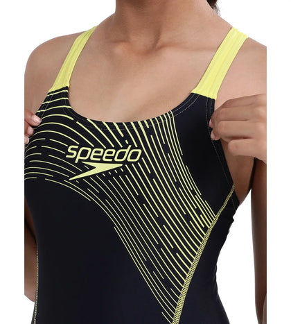 Girl's Endurance Medley Logo Muscleback Swimwear - True Navy & Lemon Drizzle_5