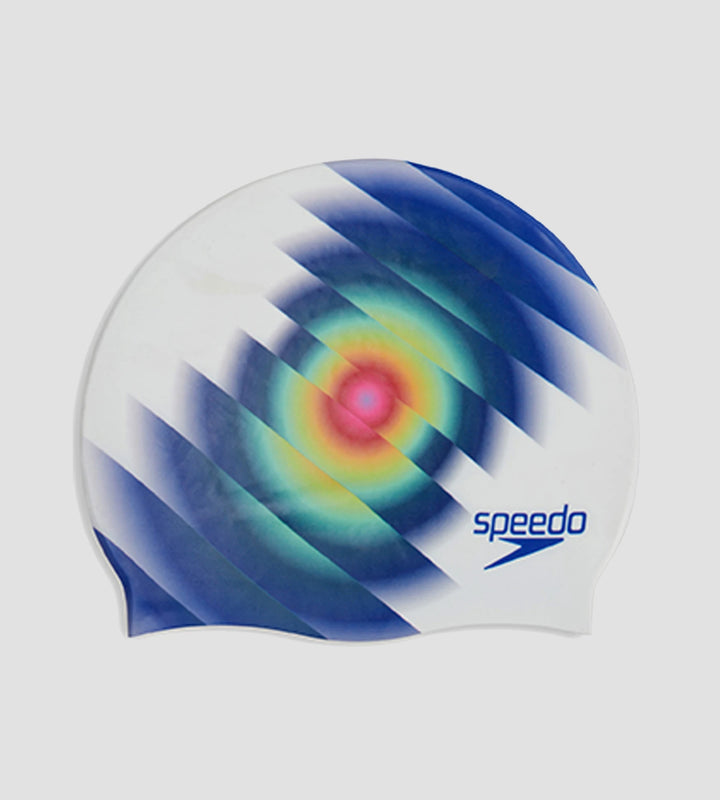 Unisex Digital Printed Swim Cap For Men and Women - White & Blue