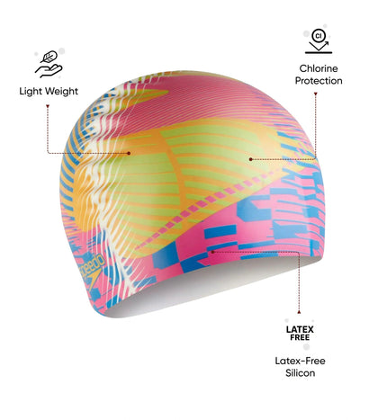 Unisex Digital Printed Swim Cap For Men and Women - Multicolour