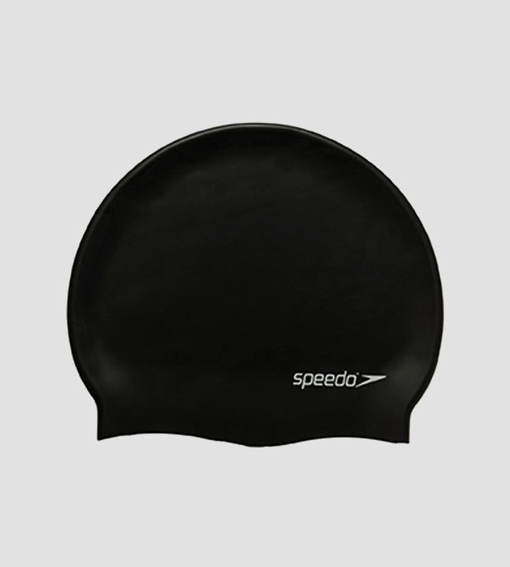 Unisex Flat Silicone Swim Cap For Men and Women - Black