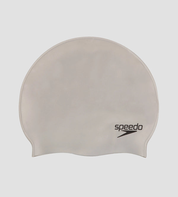 Unisex Flat Silicone Swim Cap For Men and Women - Silver