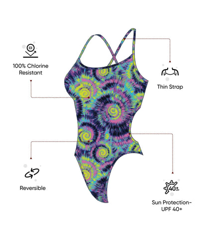 Women's Endurance+ Hippy Explosion Flip Reversible One Piece Swimwear - Navy & Chroma Blue