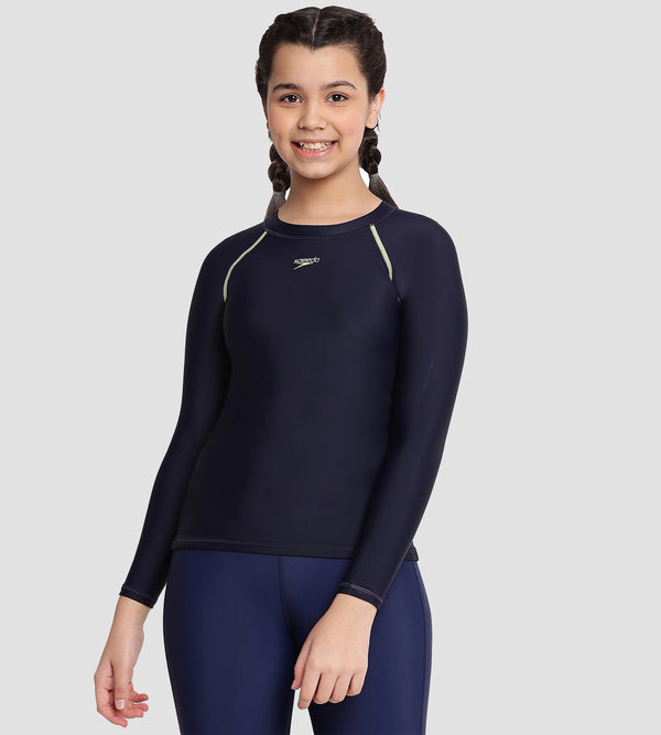 Girl's Endurance 10 Long Sleeve Suntop - True Navy & Spritz