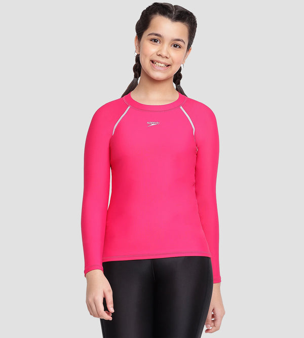 Girl's Endurance 10 Long Sleeve Suntop - Cherry & White