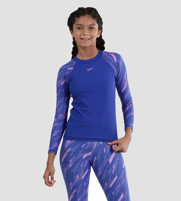 Girl's Endurance 10 Hyperboom Long Sleeve Suntop - True Cobalt & Sweet Purple
