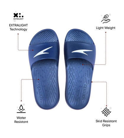 Women's Single Colour Slides - Navy & White