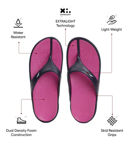 Women's Dual Colour Flip Flops - Berry & True Navy