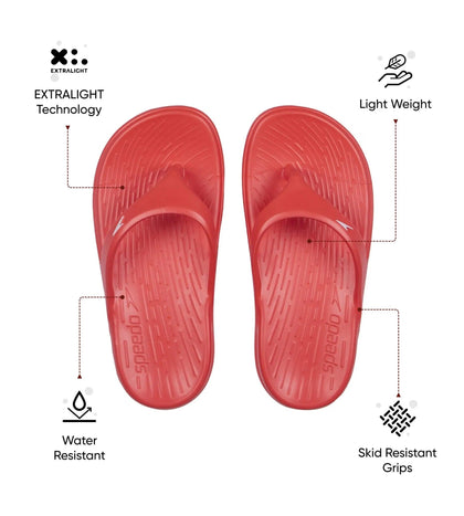 Unisex Junior's Single Colour Flip Flops For Boys and Girls - Lava Red & White