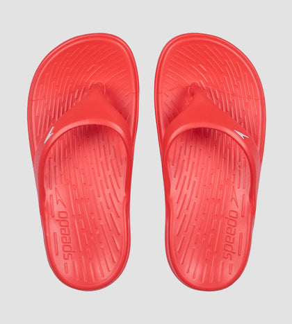 Unisex Junior's Single Colour Flip Flops For Boys and Girls - Lava Red & White