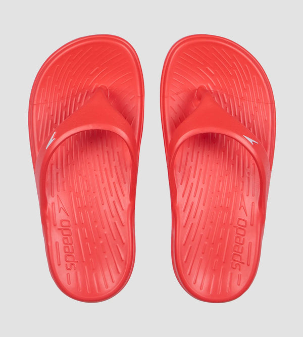 Unisex Junior's Single Colour Flip Flops For Boys and Girls - Lava Red & White