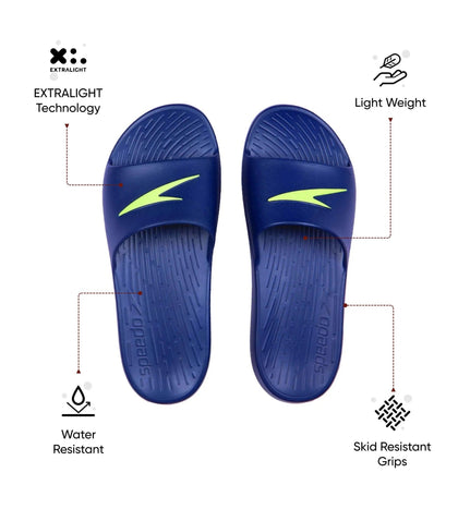 Men's Single Colour Slides - Navy & Bright Zest