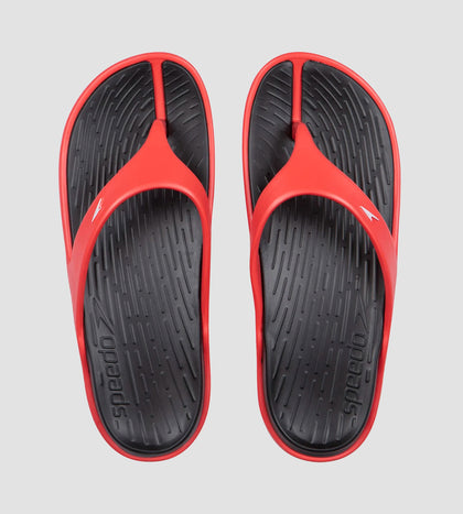 Men's Dual Colour Flip Flops - Black & Lava Red