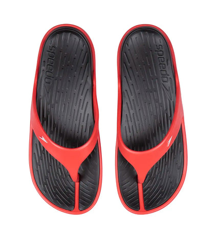 Men's Dual Colour Flip Flops -  Black & Lava Red_2