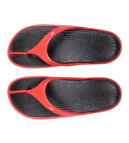 Men's Dual Colour Flip Flops -  Black & Lava Red_4