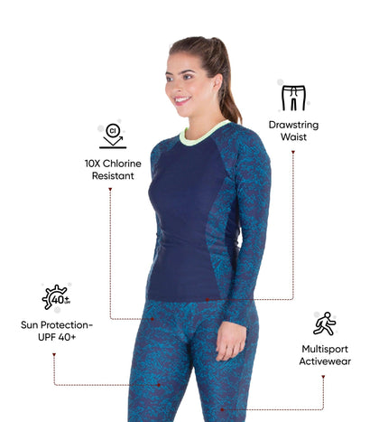 Women's Endurance 10 Boom Splice Printed Swim Capri - Navy & Nordic Teal