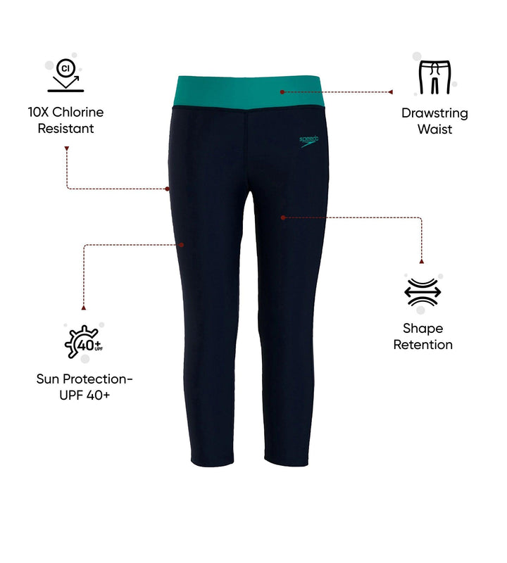 Girl's Endurance 10 Solid Swim Capri - Navy & Jade