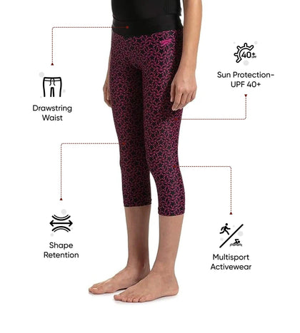 Girl's Endurance 10 Boomstar Printed Active Capri - Black & Electric Pink