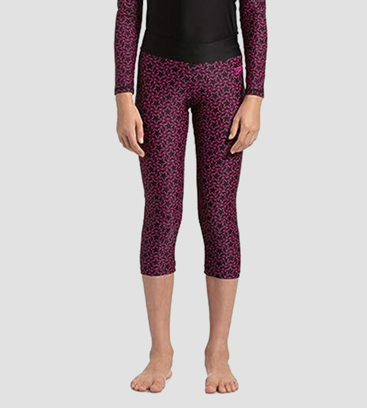 Girl's Endurance 10 Boomstar Printed Active Capri - Black & Electric Pink