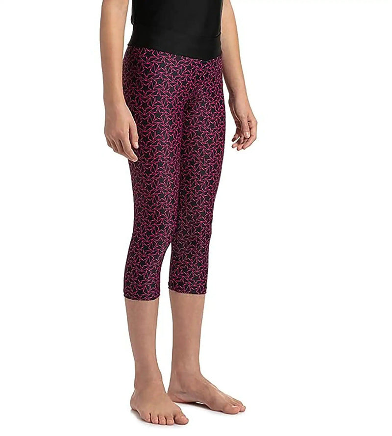 Girl's Boomstar Printed Active Capri - Black & Electric Pink_2