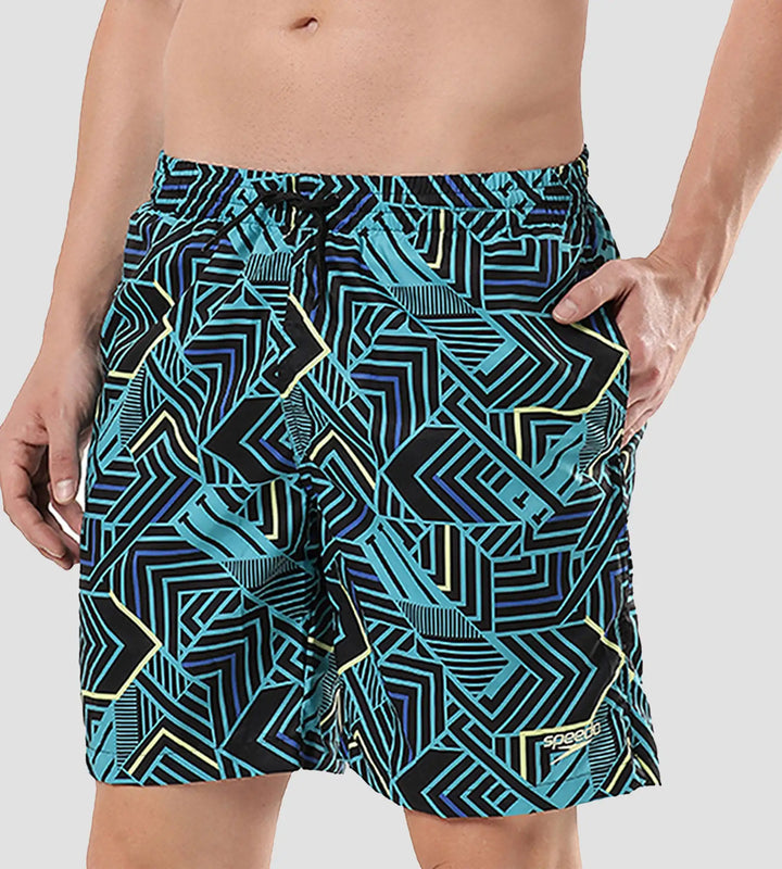 Men's Xpress Lite Essential Sport Printed Watershorts - True Navy & Aquarium