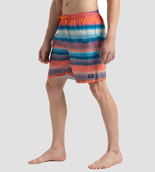 Men's Recycled Polyster Printed Leisure Watershorts - Pumpkin Spice & Fandango Pink