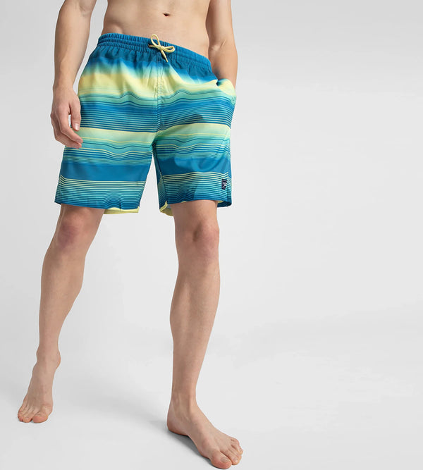 Men's Recycled Polyster Placement Printed Leisure Watershorts - Marine Blue & Pulcino