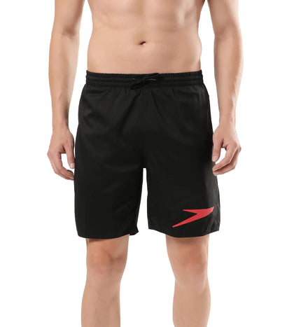 Men's Essential Placement Printed Watershorts - Black  &  Fed Red_1