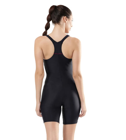 Women's Endurance Classic Racerback Legsuit Swimwear  - True Navy  &  Berry_4