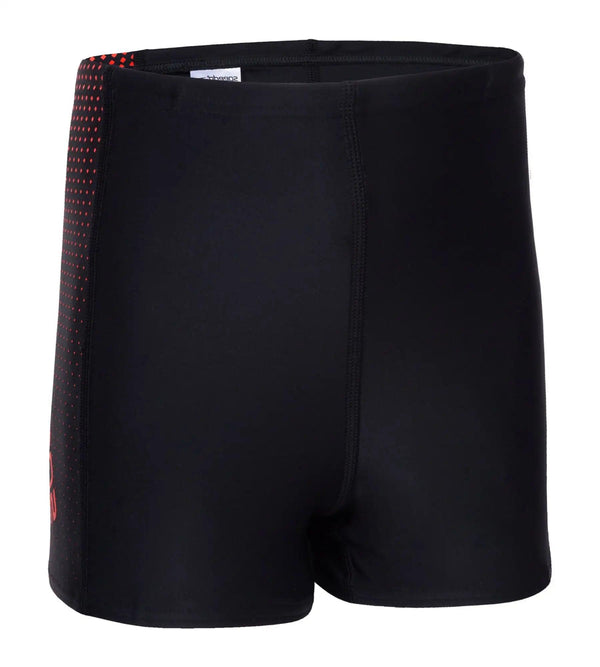 Boy's Endurance Gala Logo Panel Aquashort - Black & Risk Red_1
