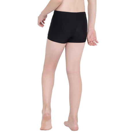 Boy's Endurance Medley Logo Aquashort - Black  &  Aquarium_4