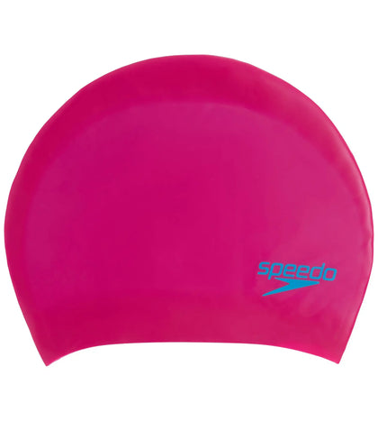 Unisex Junior Long Hair Swim Caps - Pink & Blue_1