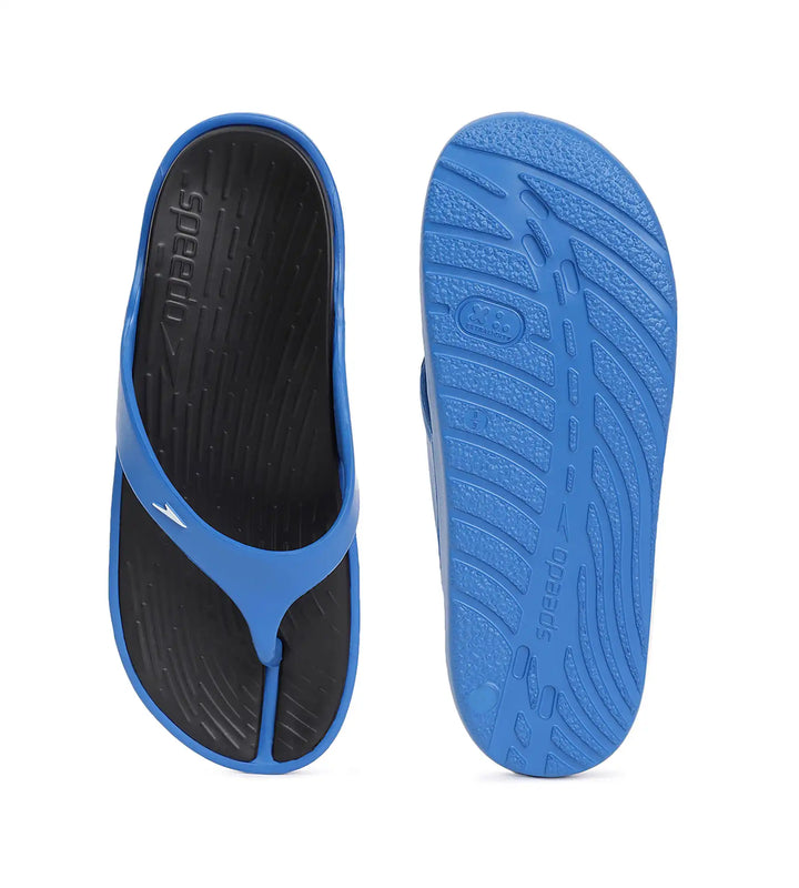 Men's Dual Colour Flip Flops -  Black & Blue Flame_7