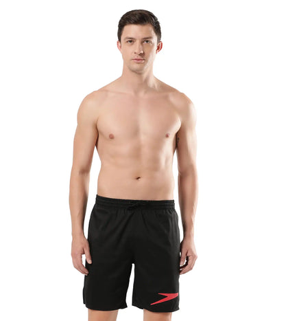 Men's Essential Placement Printed Watershorts - Black  &  Fed Red_6