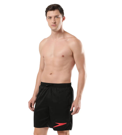 Men's Essential Placement Printed Watershorts - Black  &  Fed Red_2