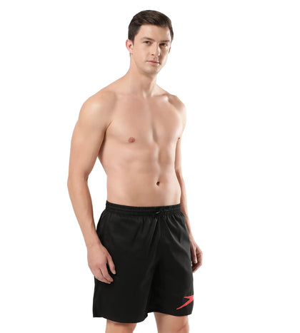 Men's Essential Placement Printed Watershorts - Black  &  Fed Red_3