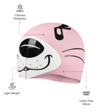 Unisex Kids Seal Print Swim Cap For Tots - Boys and Girls - Pink & Black