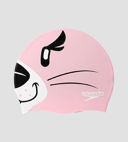 Unisex Kids Seal Print Swim Cap For Tots - Boys and Girls - Pink & Black